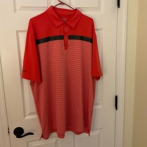 MEN’S GOLF STYLE COLLARED STRIPED SHIRT.SIZE 2XL.  Like new!  Coral in color.